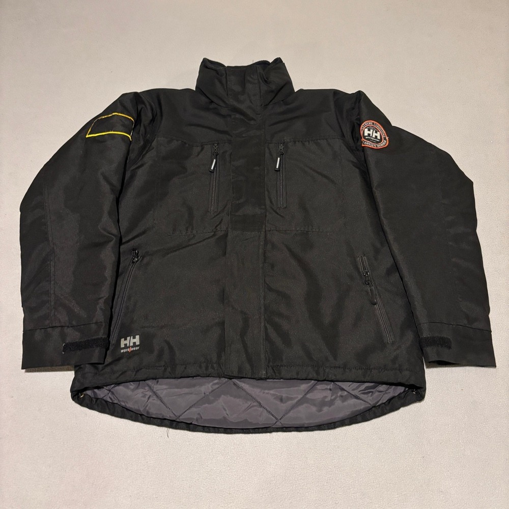 Helly Hansen Workwear Mens Black Insulated Quilted Jacket Parka Medium